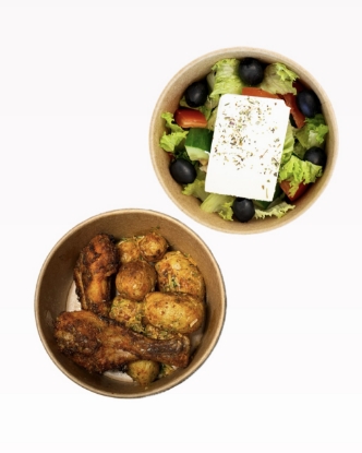 Picture of Roasted chicken drumsticks+Greek salad